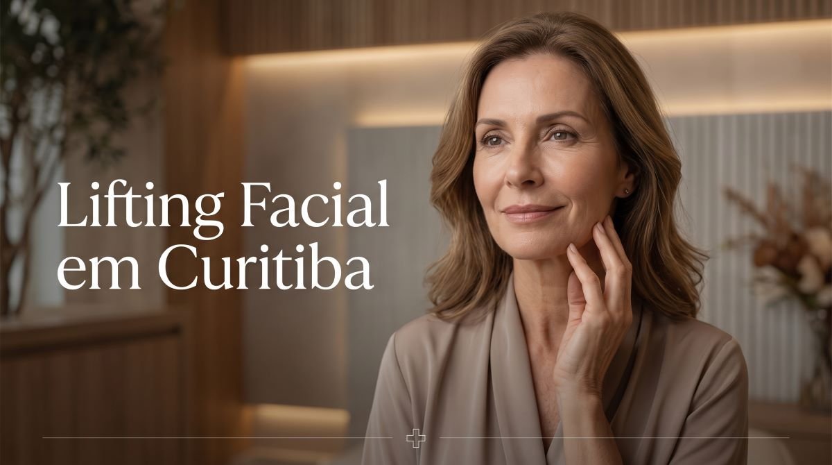 Mulher elegante e confiante exibindo o contorno da mandíbula rejuvenescido após procedimento de lifting facial.